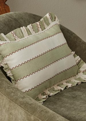 Camilla Cotton Stripe Cushion - Pistachio (35x50cm)